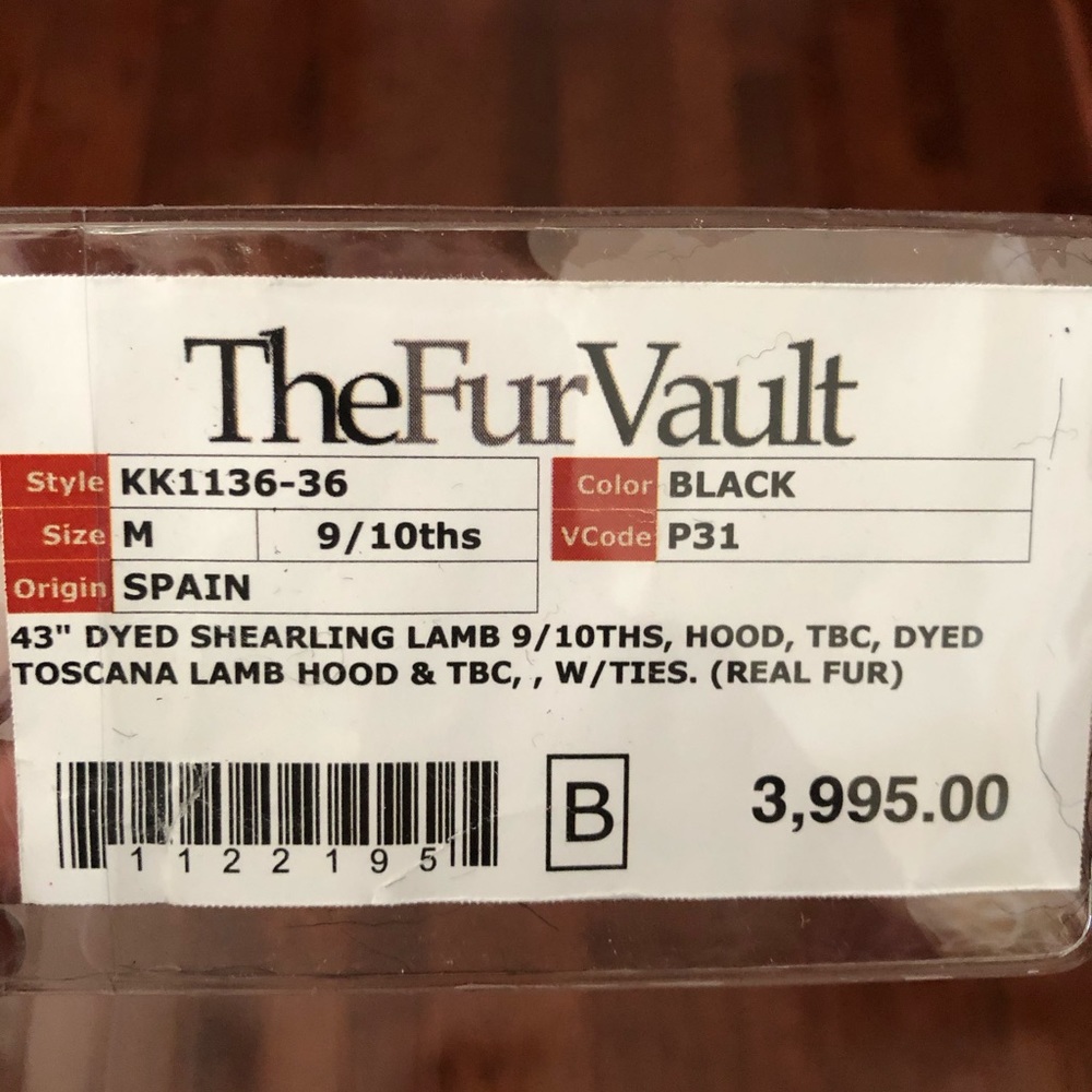 Shearling Lamb Fur Coat with Hood - Picture 8 of 11